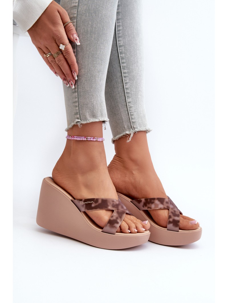 Women's Wedge Sandals 83520 Ipanema High Fashion Slide Fem Beige