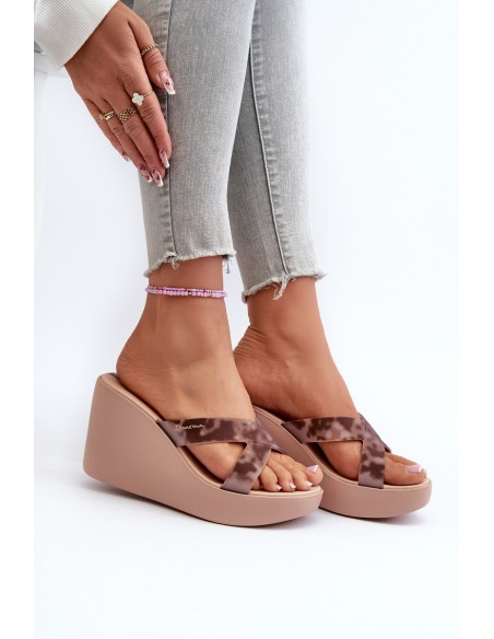 Women's Wedge Sandals 83520 Ipanema High Fashion Slide Fem Beige