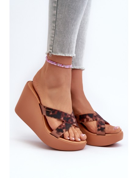 Women's Wedge Sandals 83520 Ipanema High Fashion Slide Fem Brown