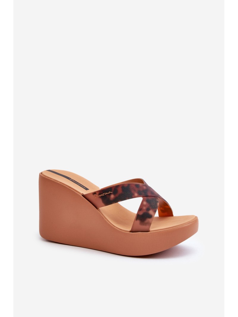 Women's Wedge Sandals 83520 Ipanema High Fashion Slide Fem Brown