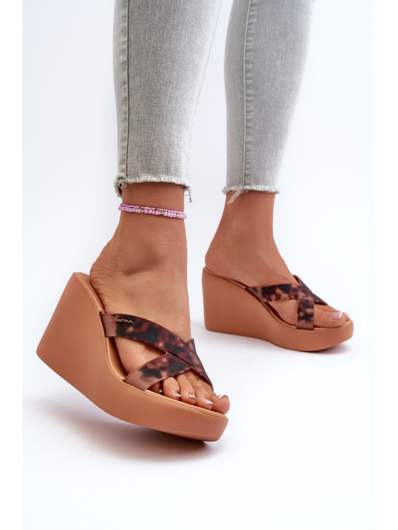 Women's Wedge Sandals 83520 Ipanema High Fashion Slide Fem Brown