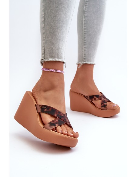 Women's Wedge Sandals 83520 Ipanema High Fashion Slide Fem Brown