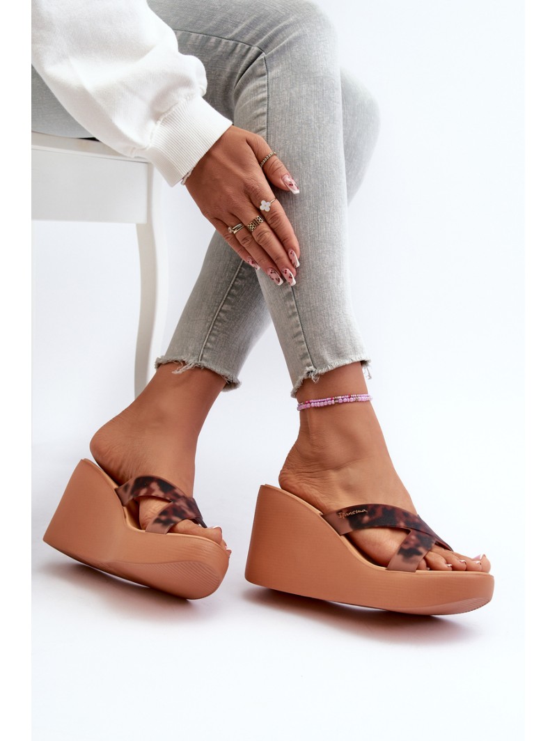 Women's Wedge Sandals 83520 Ipanema High Fashion Slide Fem Brown