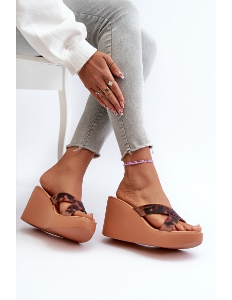 Women's Wedge Sandals 83520 Ipanema High Fashion Slide Fem Brown