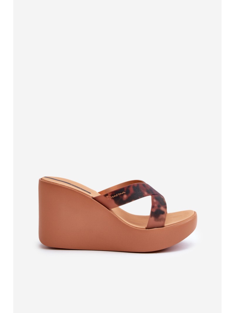 Women's Wedge Sandals 83520 Ipanema High Fashion Slide Fem Brown