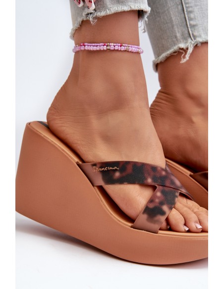 Women's Wedge Sandals 83520 Ipanema High Fashion Slide Fem Brown