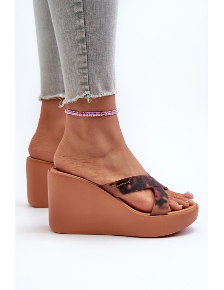 Women's Wedge Sandals 83520 Ipanema High Fashion Slide Fem Brown