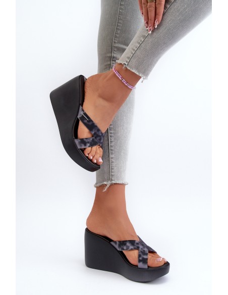 Women's Wedge Sandals 83520 Ipanema High Fashion Slide Fem Black