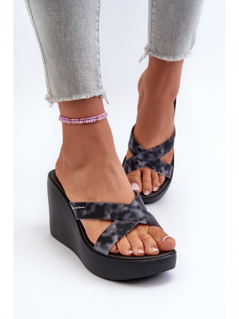 Women's Wedge Sandals 83520 Ipanema High Fashion Slide Fem Black