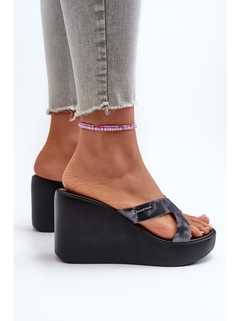 Women's Wedge Sandals 83520 Ipanema High Fashion Slide Fem Black