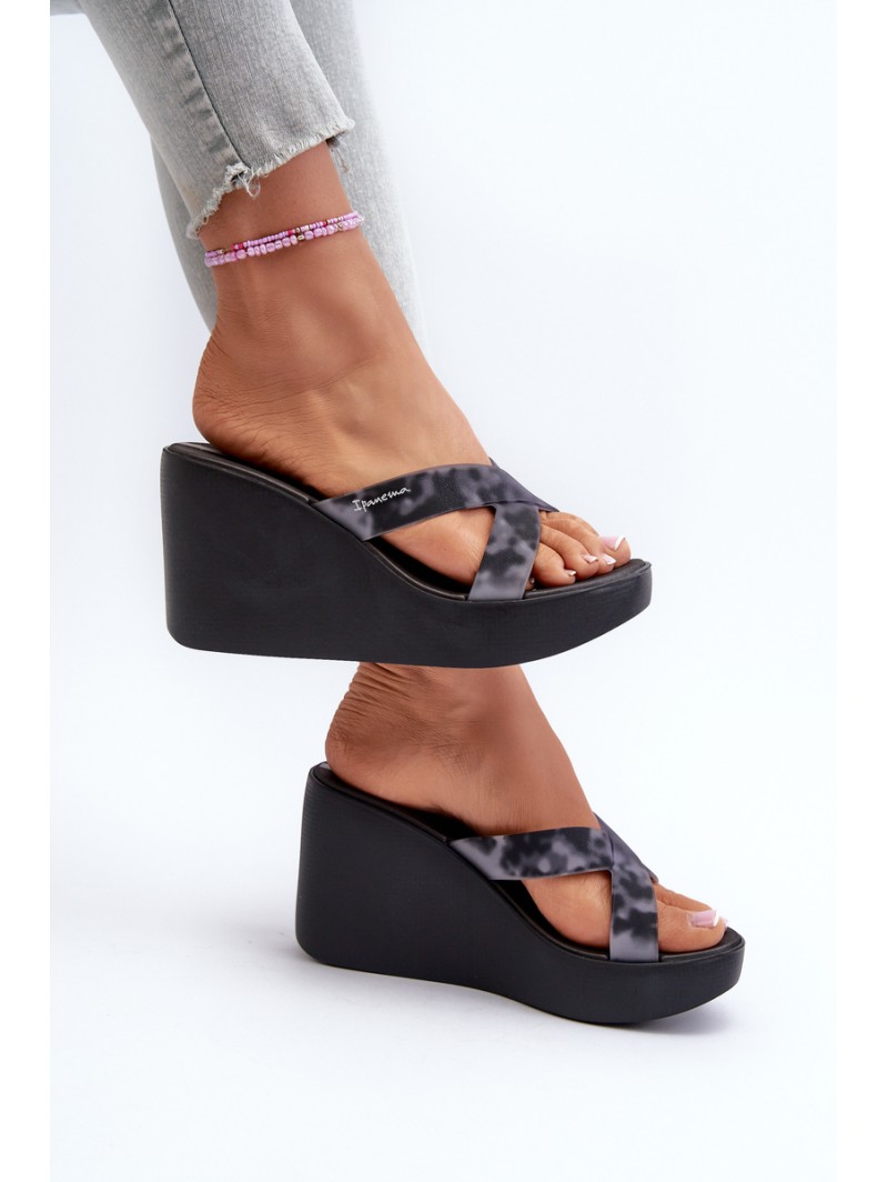 Women's Wedge Sandals 83520 Ipanema High Fashion Slide Fem Black