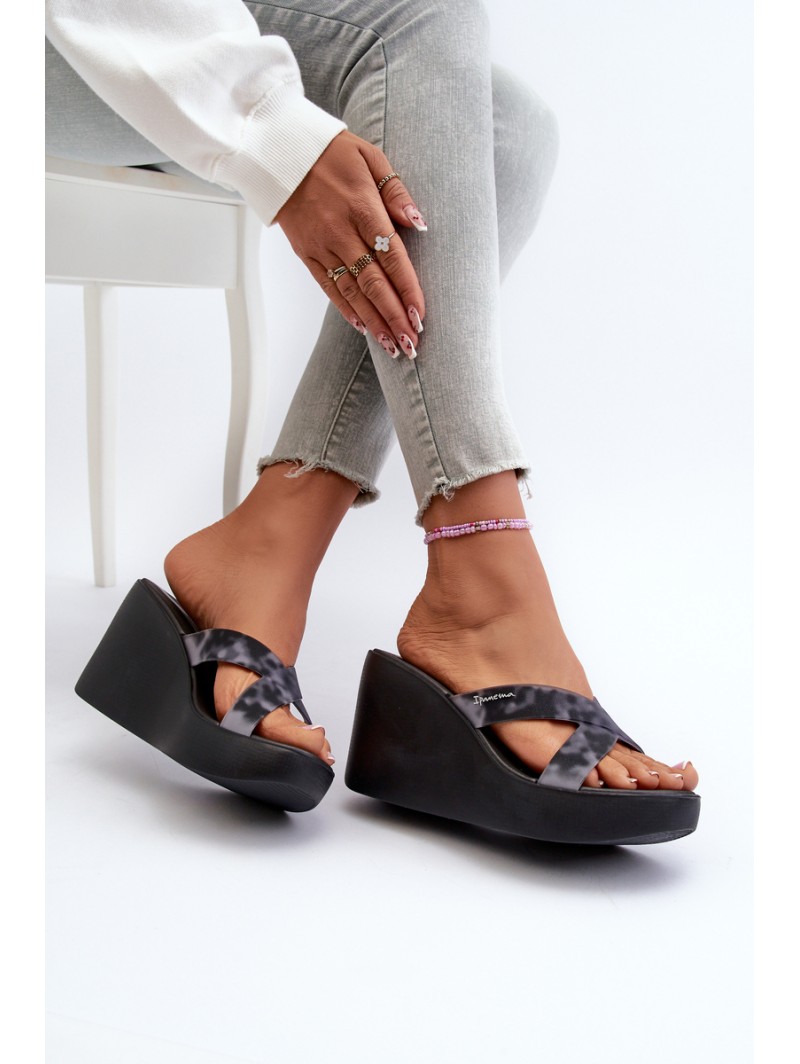Women's Wedge Sandals 83520 Ipanema High Fashion Slide Fem Black