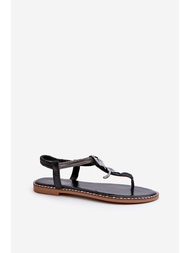 Women's Flat Sandals With Decorative Flower Silver Edoni