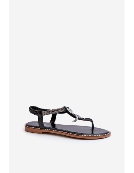 Women's Flat Sandals With Decorative Flower Silver Edoni