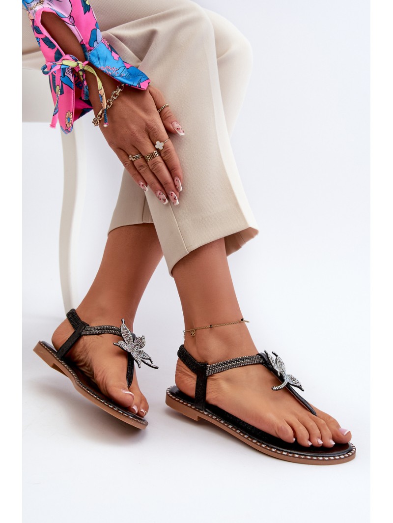 Women's Flat Sandals With Decorative Flower Silver Edoni