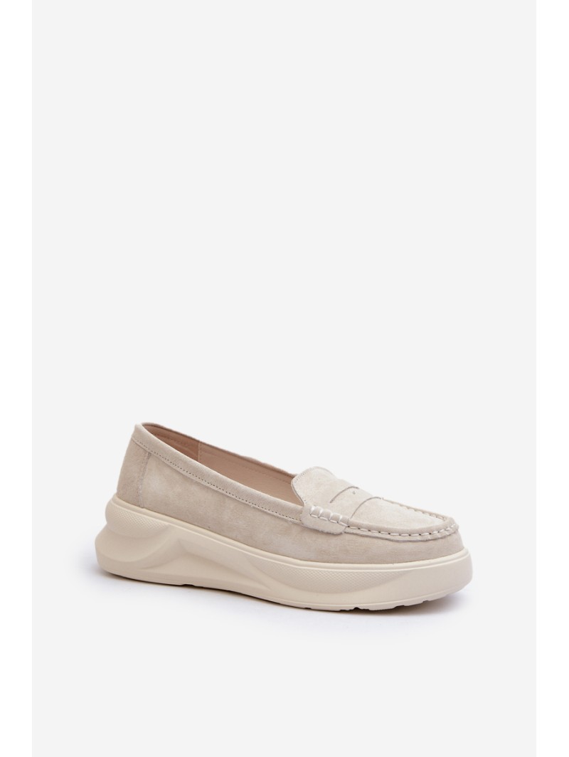 Light Beige Women's Suede Moccasins Filidia