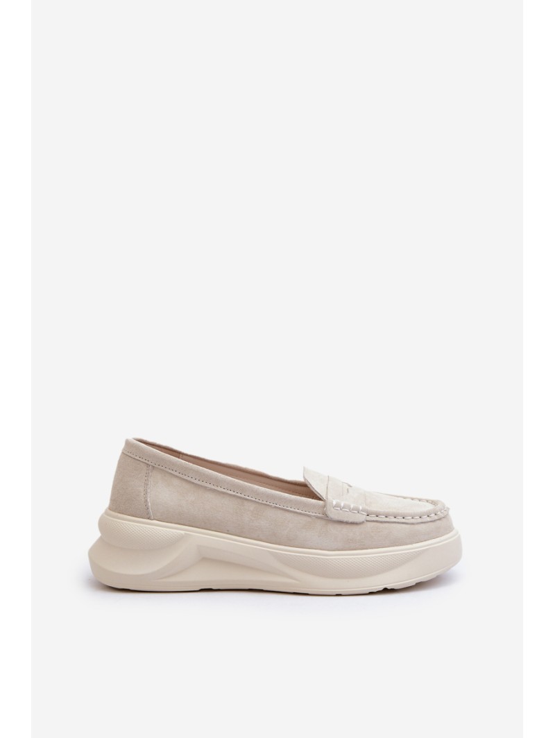Light Beige Women's Suede Moccasins Filidia