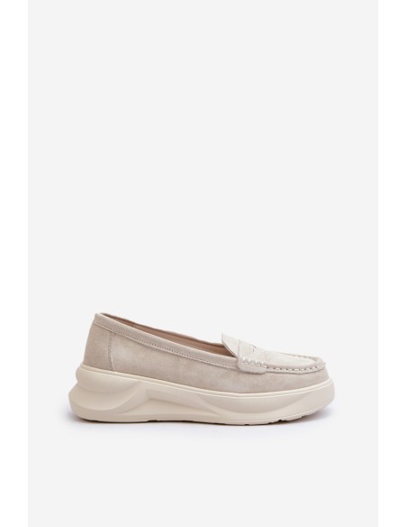 Light Beige Women's Suede Moccasins Filidia