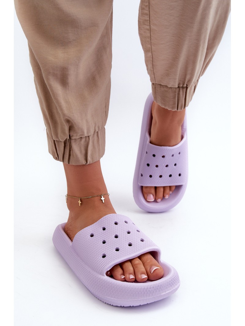 Women's Foam Slides on Chunky Sole Purple Beula