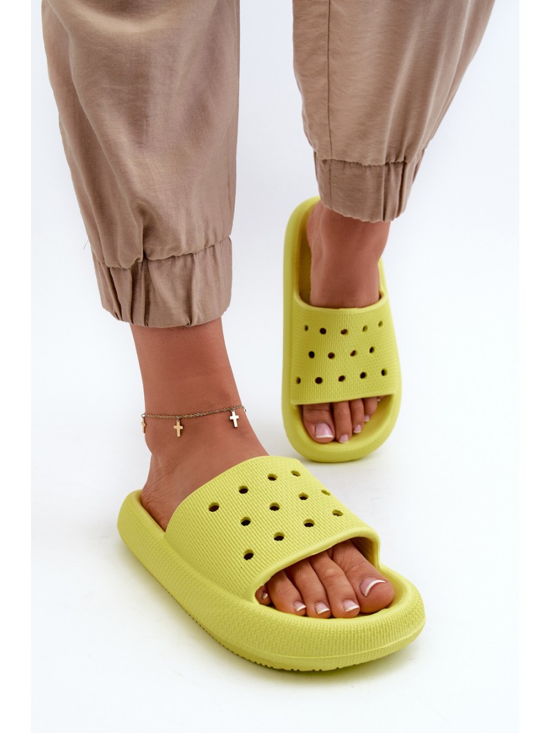 Women's Foam Slides on Thick Sole Lime Beula