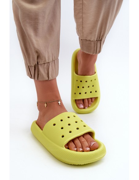 Women's Foam Slides on Thick Sole Lime Beula