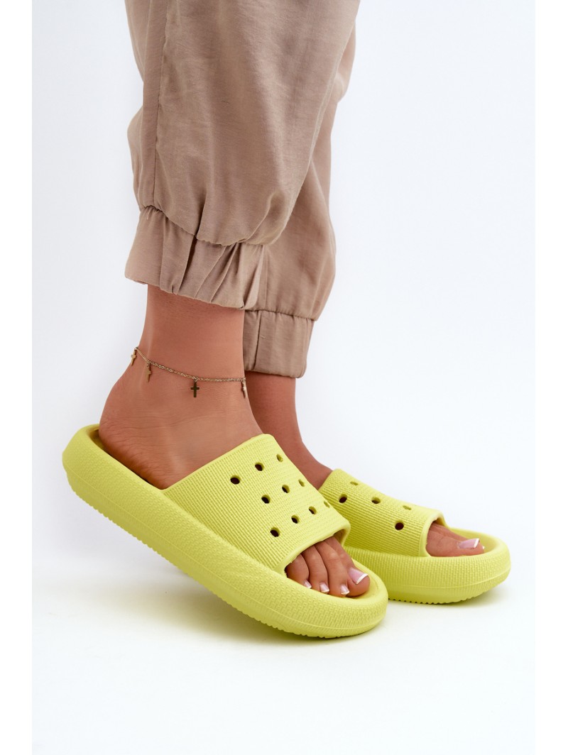 Women's Foam Slides on Thick Sole Lime Beula