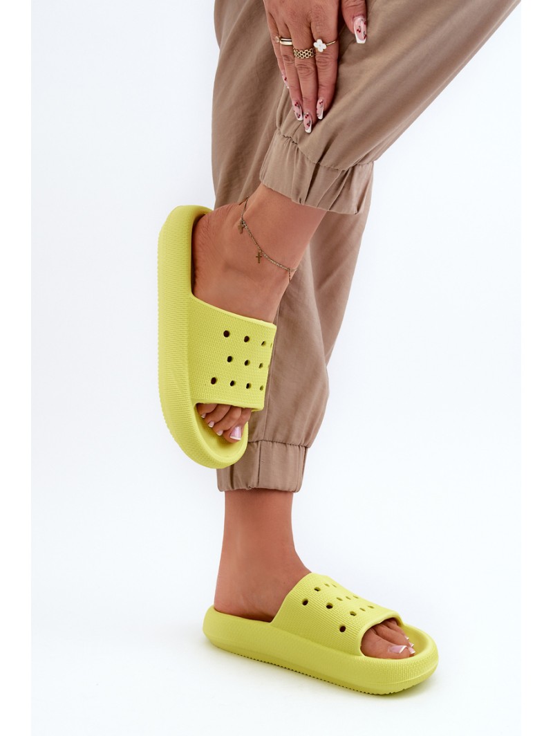 Women's Foam Slides on Thick Sole Lime Beula