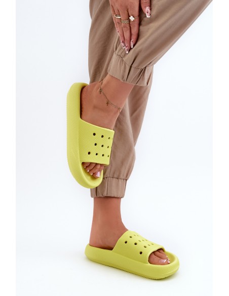 Women's Foam Slides on Thick Sole Lime Beula