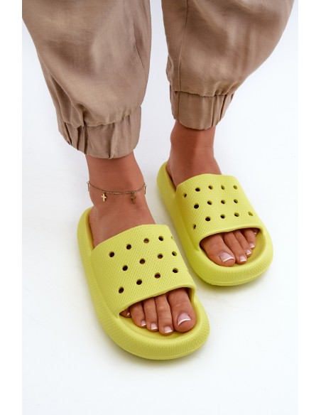 Women's Foam Slides on Thick Sole Lime Beula