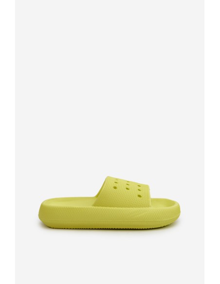 Women's Foam Slides on Thick Sole Lime Beula