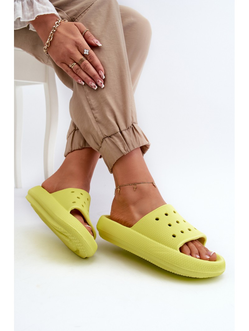 Women's Foam Slides on Thick Sole Lime Beula