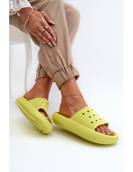 Women's Foam Slides on Thick Sole Lime Beula