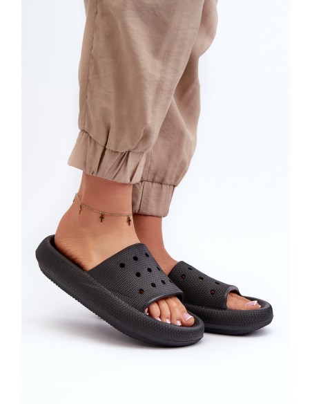 Women's Foam Slides With Thick Sole Black Beula