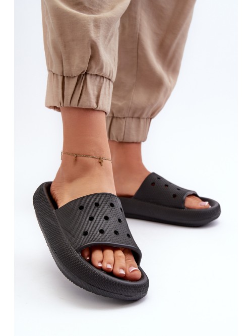 Women's Foam Slides With Thick Sole Black Beula 2