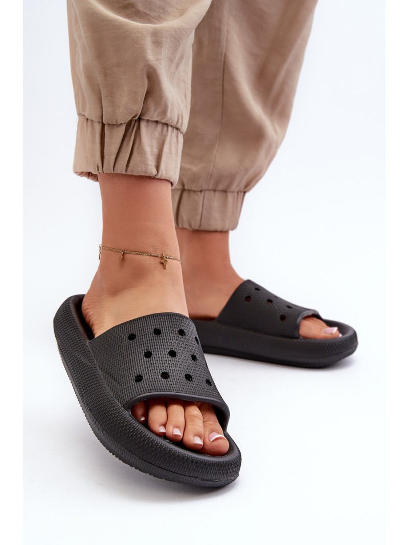 Women's Foam Slides With Thick Sole Black Beula