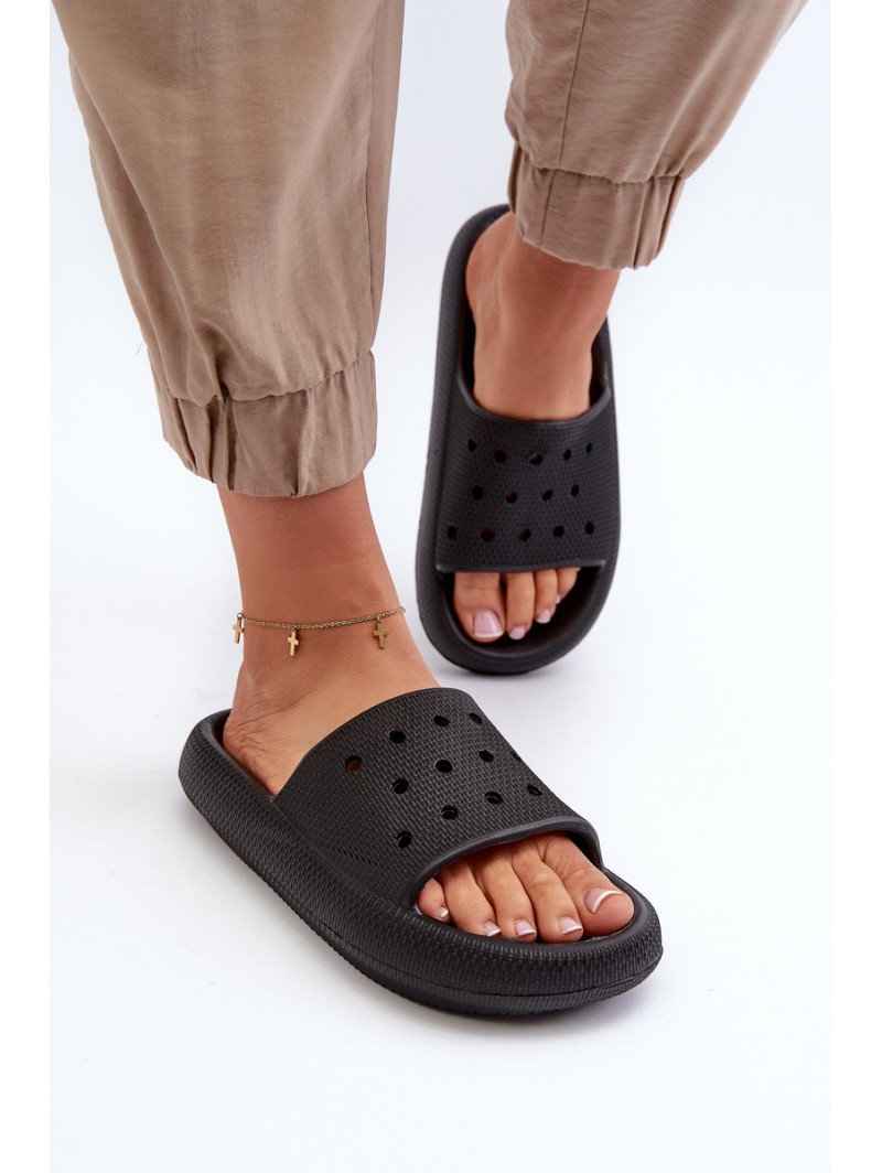 Women's Foam Slides With Thick Sole Black Beula