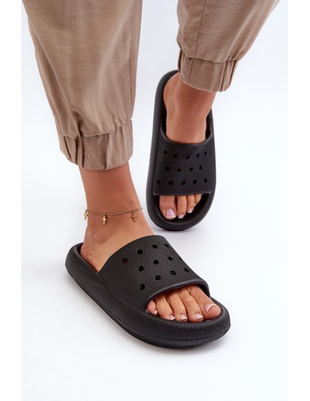 Women's Foam Slides With Thick Sole Black Beula