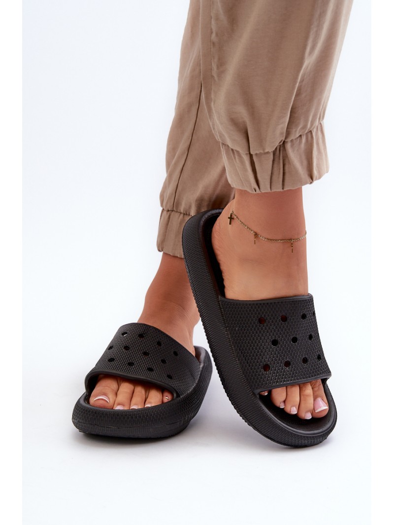 Women's Foam Slides With Thick Sole Black Beula