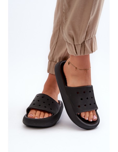 Women's Foam Slides With Thick Sole Black Beula