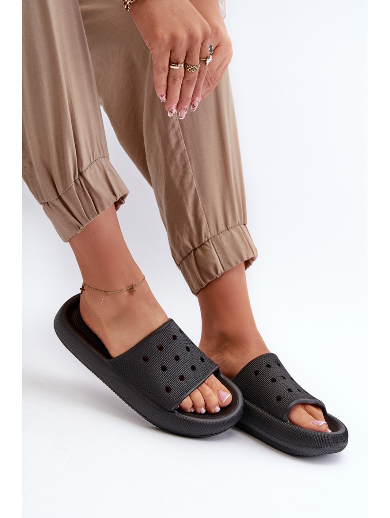 Women's Foam Slides With Thick Sole Black Beula