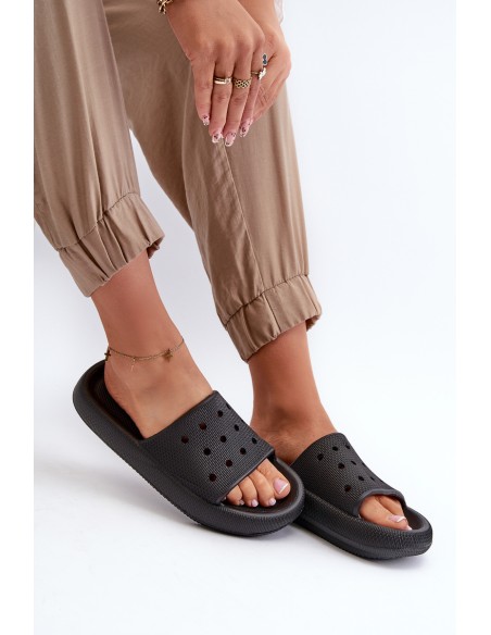 Women's Foam Slides With Thick Sole Black Beula