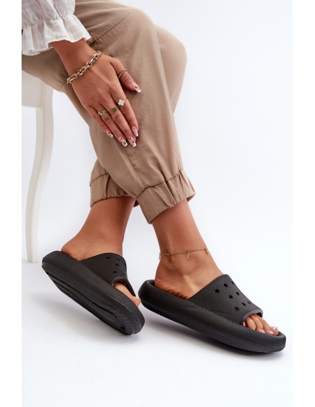 Women's Foam Slides With Thick Sole Black Beula