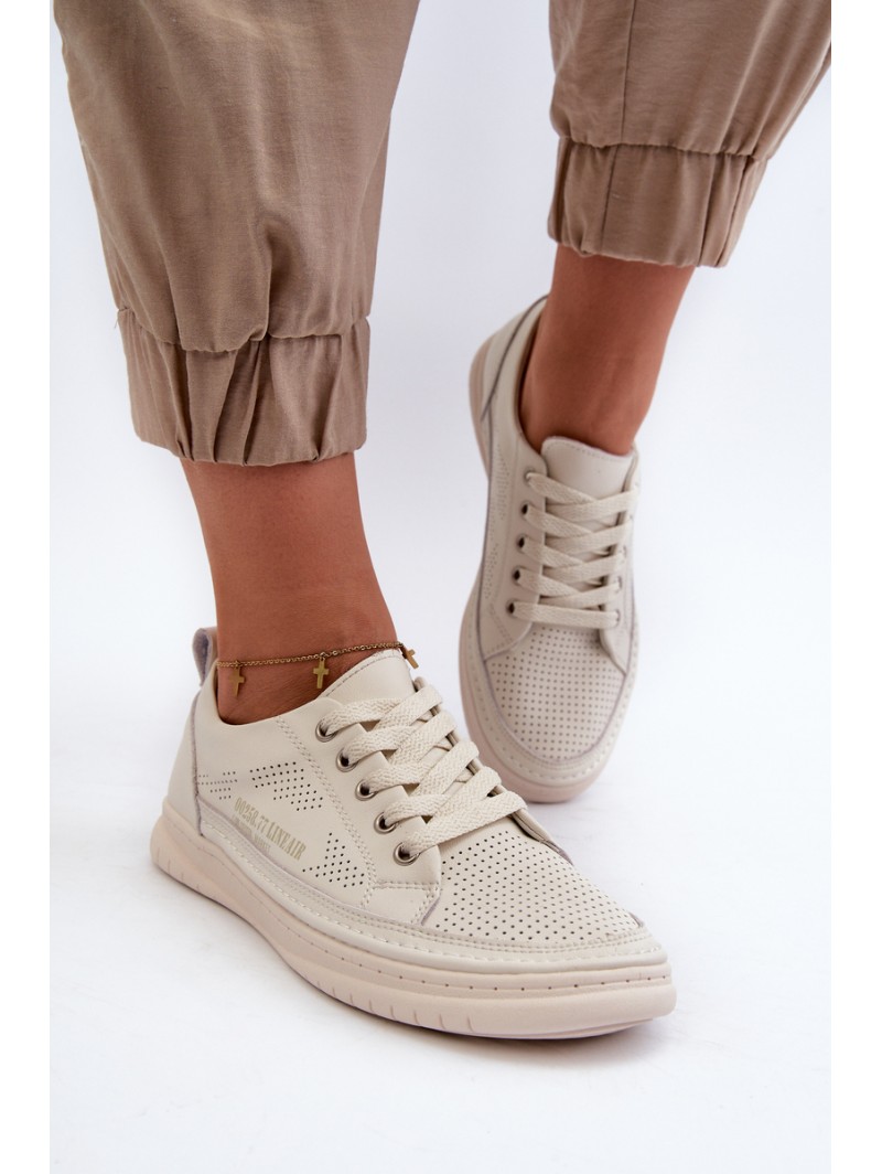 Women's Leather Sneakers Beige Cloesa