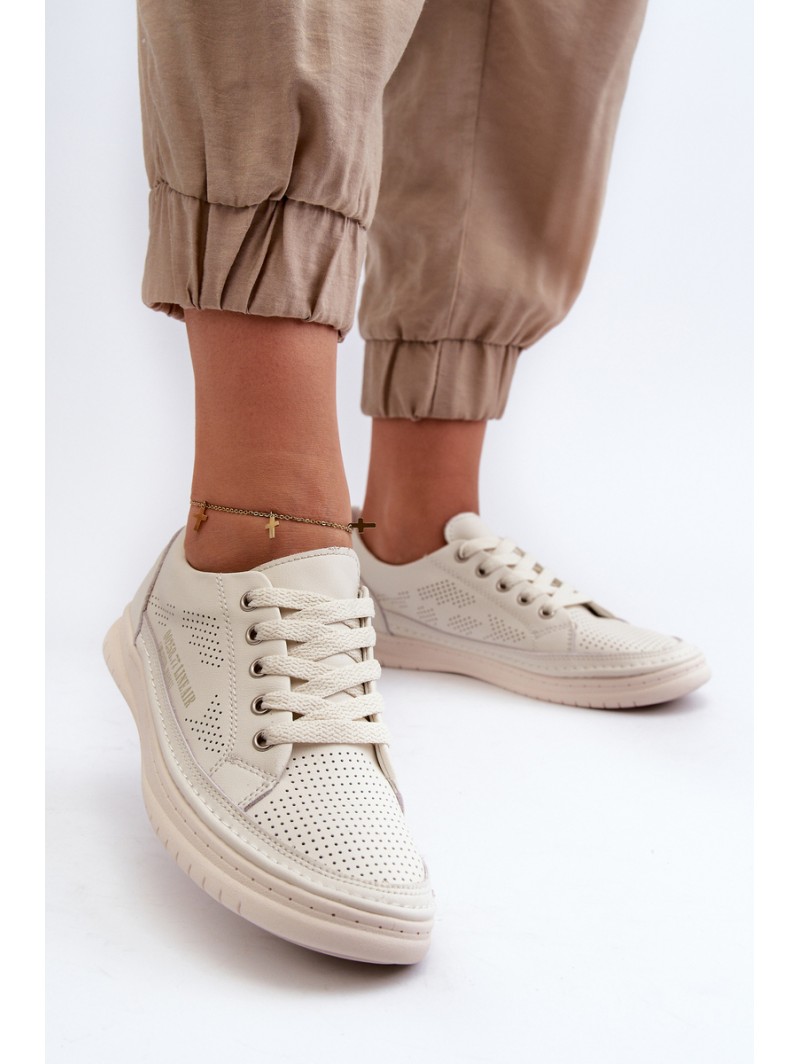 Women's Leather Sneakers Beige Cloesa