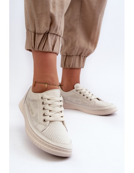 Women's Leather Sneakers Beige Cloesa