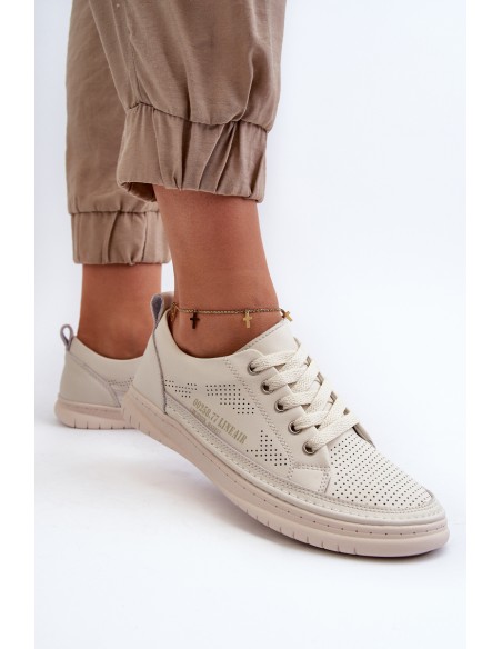 Women's Leather Sneakers Beige Cloesa