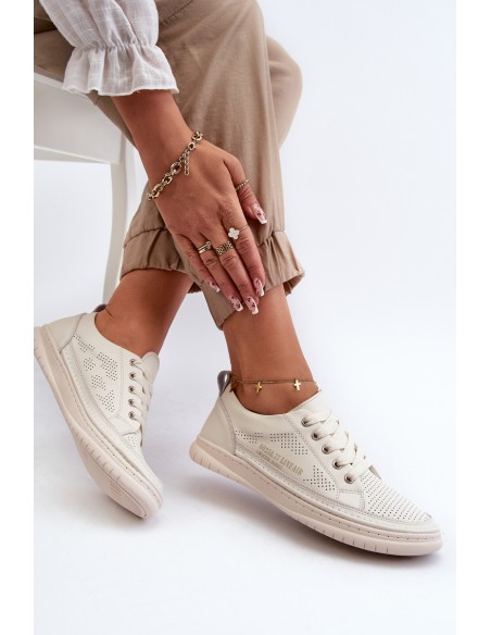 Women's Leather Sneakers Beige Cloesa