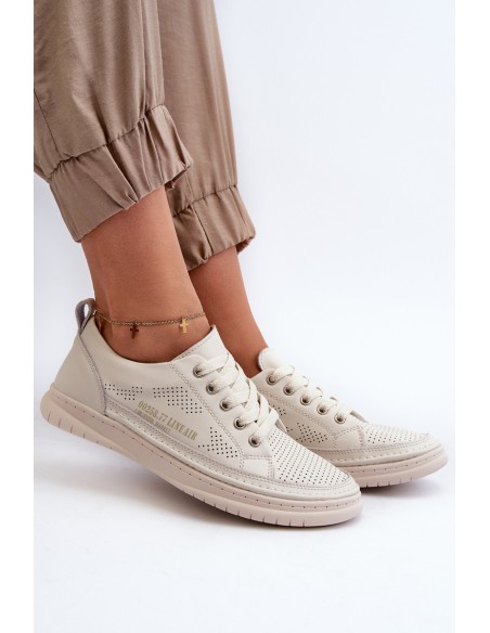 Women's Leather Sneakers Beige Cloesa