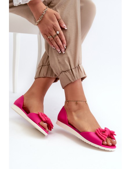 Women's Rubber Ballerina Flats with Bow Fuchsia Georia