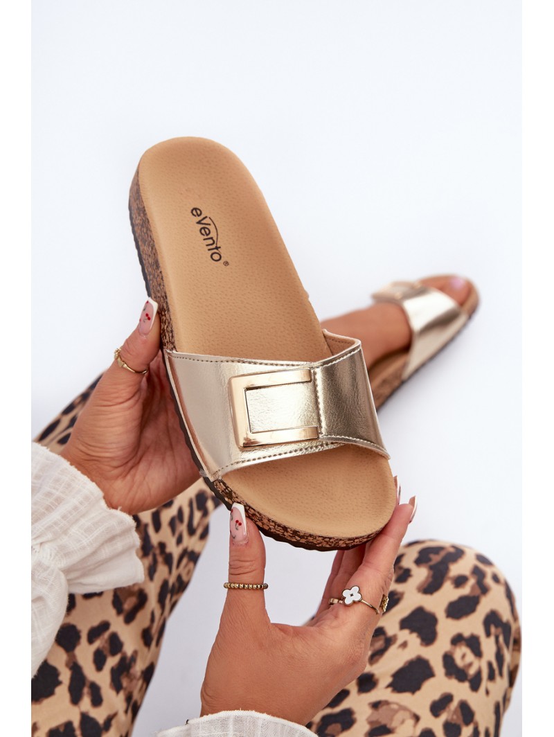 Women's Cork Platform Sandals with Gold Decoration Elleriome